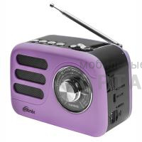 Радиоприемник трёхдиапазонный RITMIX RPR-033 LAVENDER, Bluetooth v.5.3, USB флэш/microSD, MP3, вход USB Type-C, лавандовый(1/30)