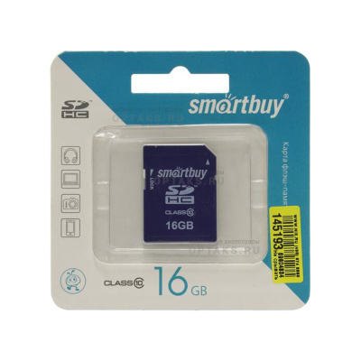 Карта памяти SDHC 16 Гб SmartBuy, Class10